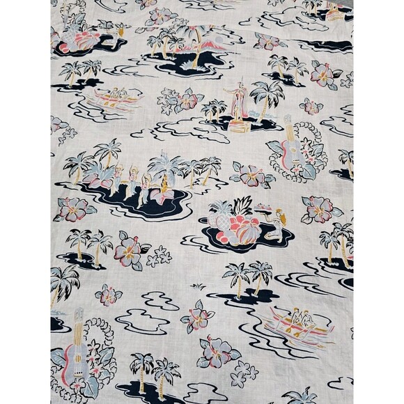 Mens L Aloha Shirt VatPave Button up Hawaiian Island Print Short Sleeve Beach - Picture 6 of 13